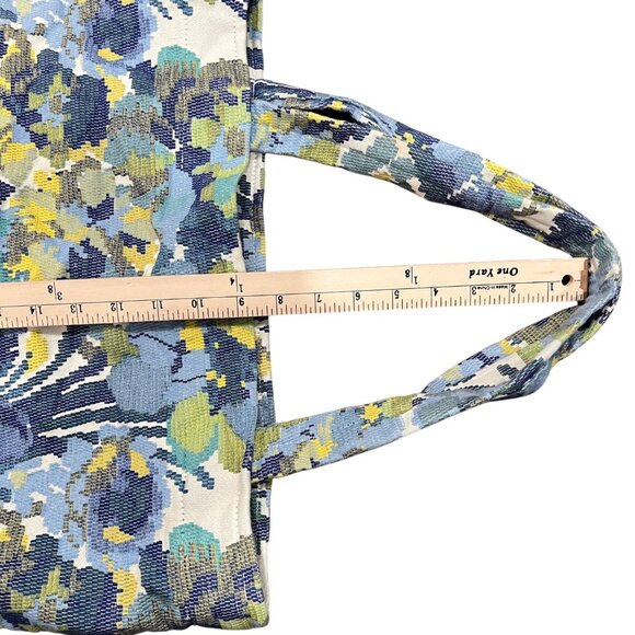 Handmade Floral Tapestry Tote Bag With Blue & Green Pattern - Picture 5 of 5